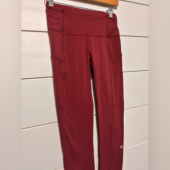 lululemon Fast and Free High-Rise Brushed Tight 28" Nulux Mulled Wine Size 4 - Picture 12 of 13